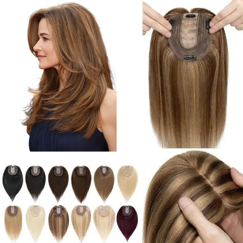 

Human Remy Hair Hairpiece 12x13cm 30cm Straight Clip On Topper #2 #8 Party Evening Wholesale