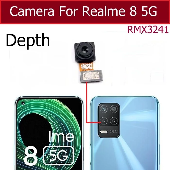 Front Back Camera For Realme 8 4G 5G Front Selfie Rear Main Camera Module Flex Cable Spare Repair Parts For OPPO Realme 8 4G 5G