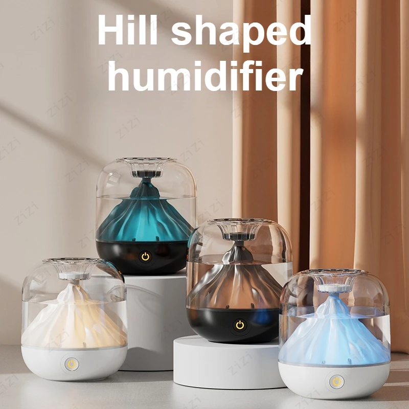 

Увлажнитель воздуха в форме холма с зарядкой через USB, бытовой очиститель воздуха с тяжелым туманом, бесшумный беспроводной увлажнитель с окружающим освещением