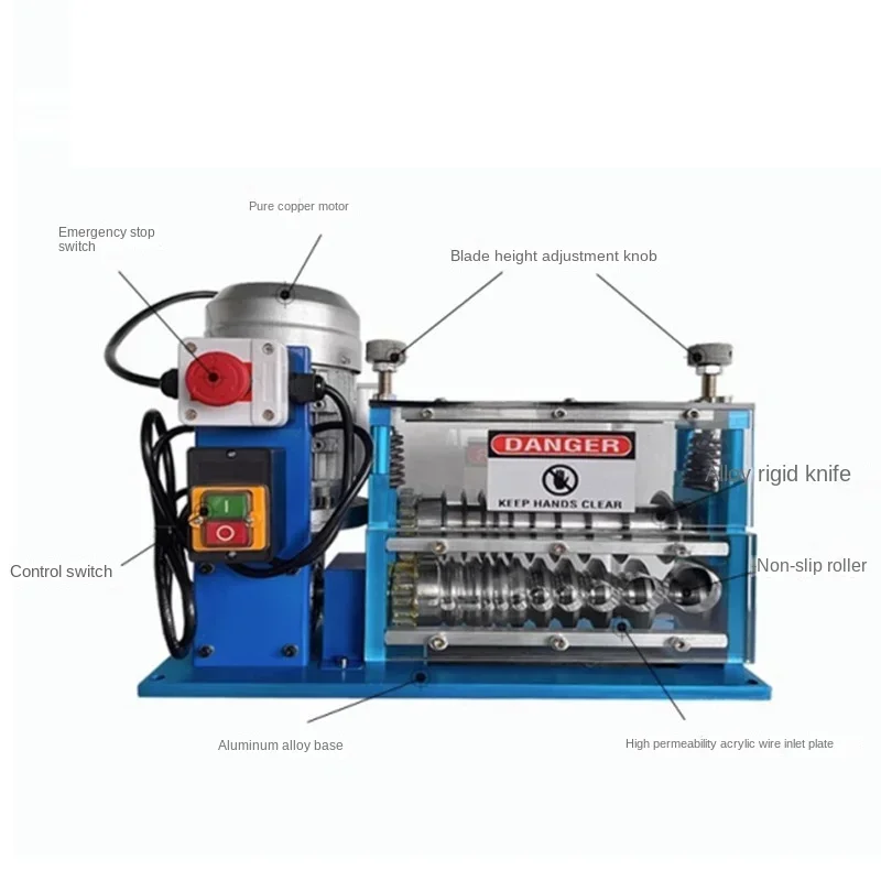 آلة تجريد الأسلاك 220 فولت 750 وات / 1.5 مم - 38 مم أداة تعرية الكابلات لإزالة البلاستيك والمطاط من الأسلاك وإعادة تدوير النحاس