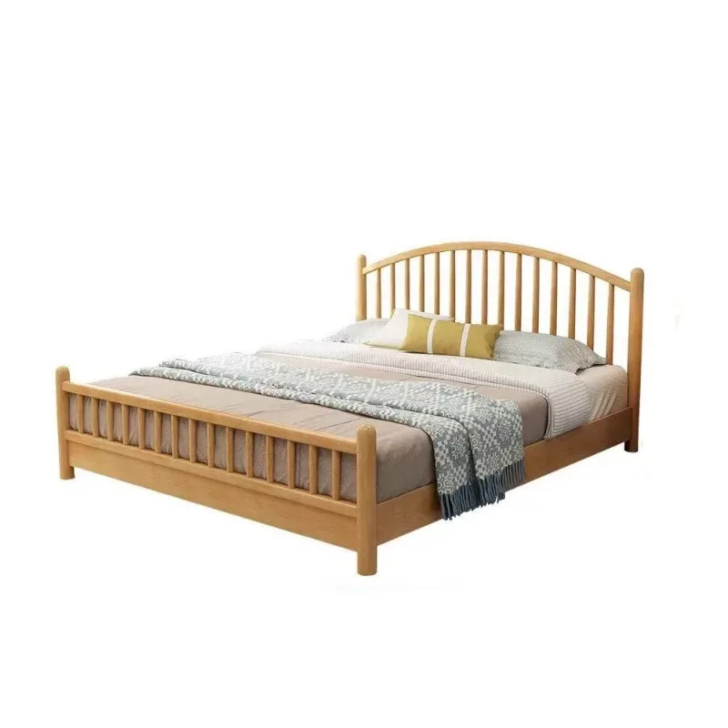 

Nordic all solid wood, double 1.8 meters 1.5 single Windsor bed, modern simple log bed frame master bed