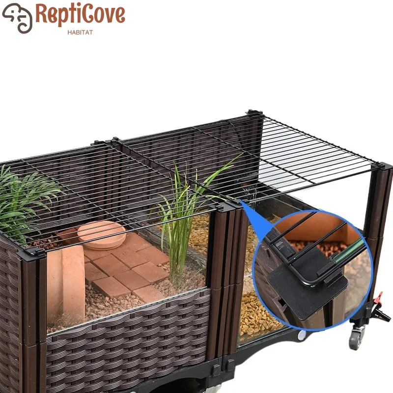 

Экологический аквариум для разведения черепах с защитным стеклом от побегов, ландшафтный дизайн с зелеными растениями для бразильских черепах