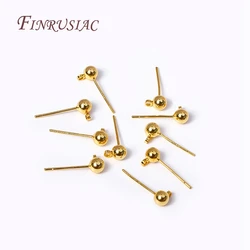 18K Gold-Plated Silver Needle Material Earrings DIY Jewelry Making Earrings Accessories 3/4MM Ball Post Earring with Closed Ring