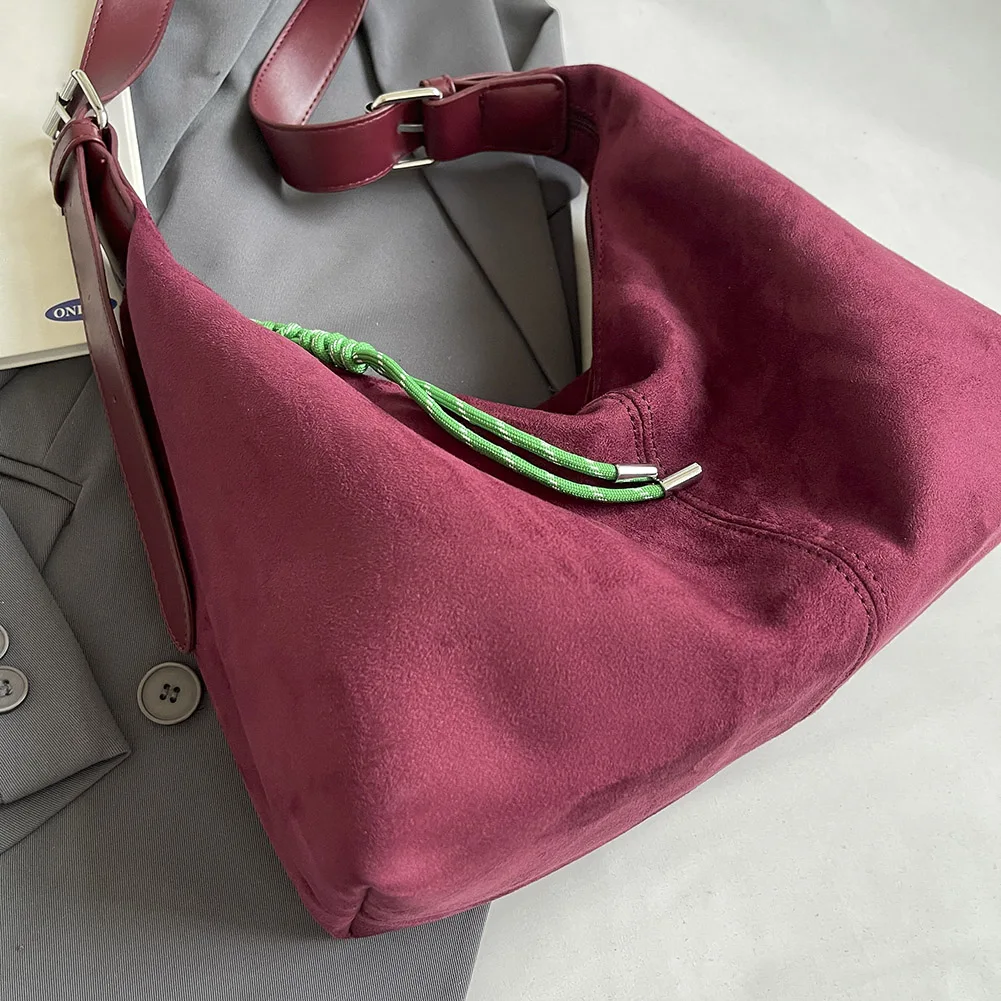 Damen-Umhängetasche aus Wildleder, verstellbarer Riemen, Umhängetasche mit Reißverschluss, Handtasche, Hobo-Tasche für Arbeit, Reisen