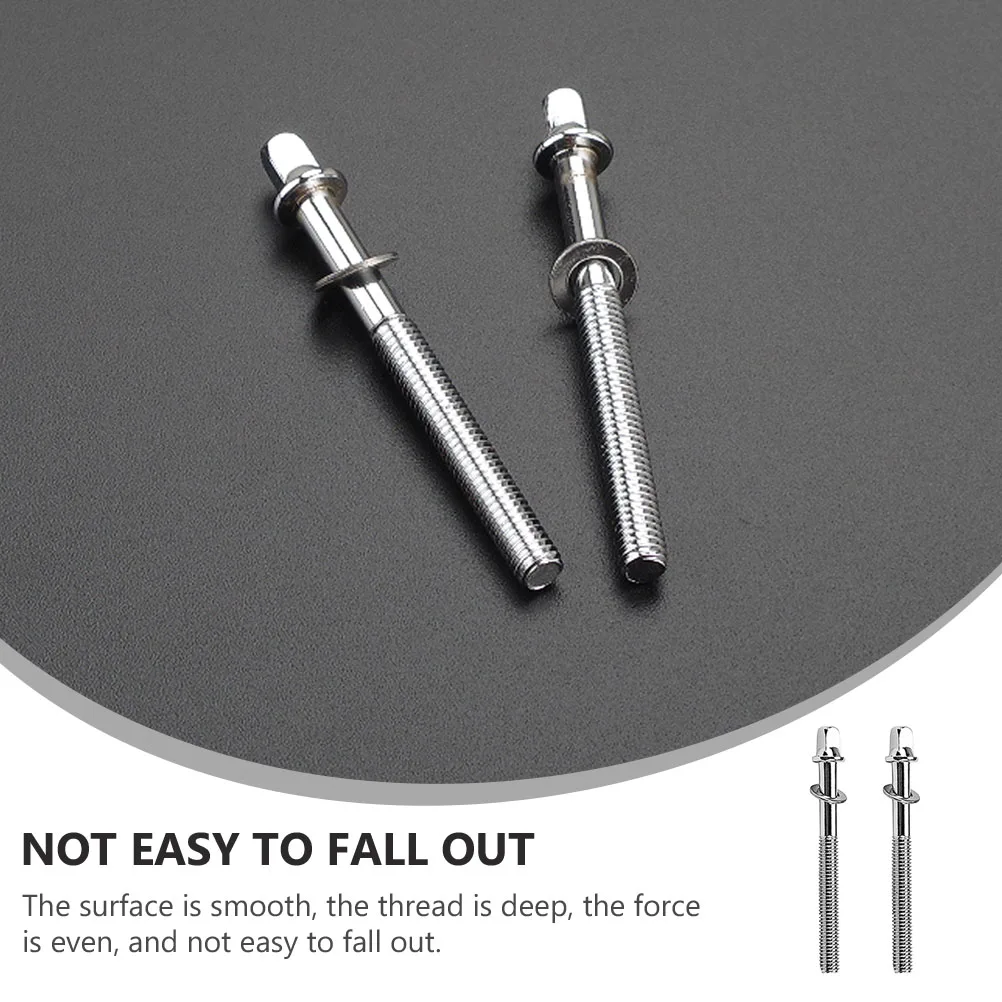 

2pcs 70Mm Tension Rod Screws Durable Metal Mounting Screws Washer Snare Bass Drum Replacement Tension Rods Drum Parts
