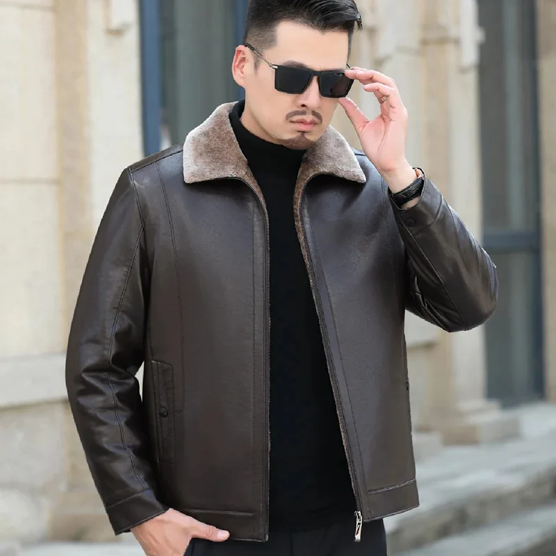 

Autumn YXL-2101 And Winter Men's Fur Jacket Natural Sheepskin Business Casual Youth Fashion Upgraded Version