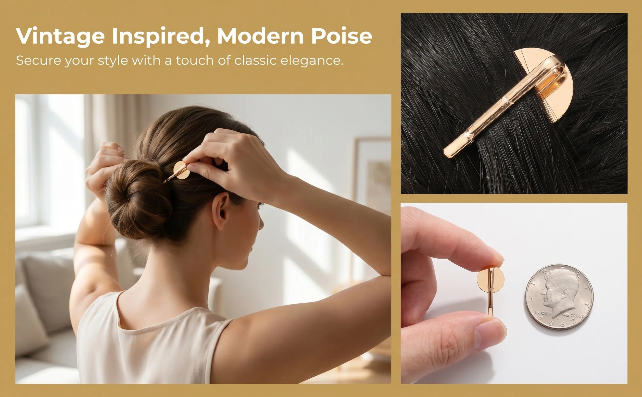 50Pcs Elegant Vintage Hairpins Iron Material Smooth Surface Chignon Hair Pins Bun Makers Hair Jewelry for Formal Wedding Casual