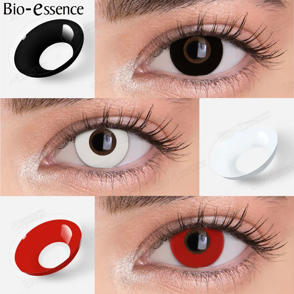 Bio-essence 1 par de lentes de Halloween lentes de contacto Cosplay lentes de contacto de colores populares lentes de Anime lentes rosas lentes negros