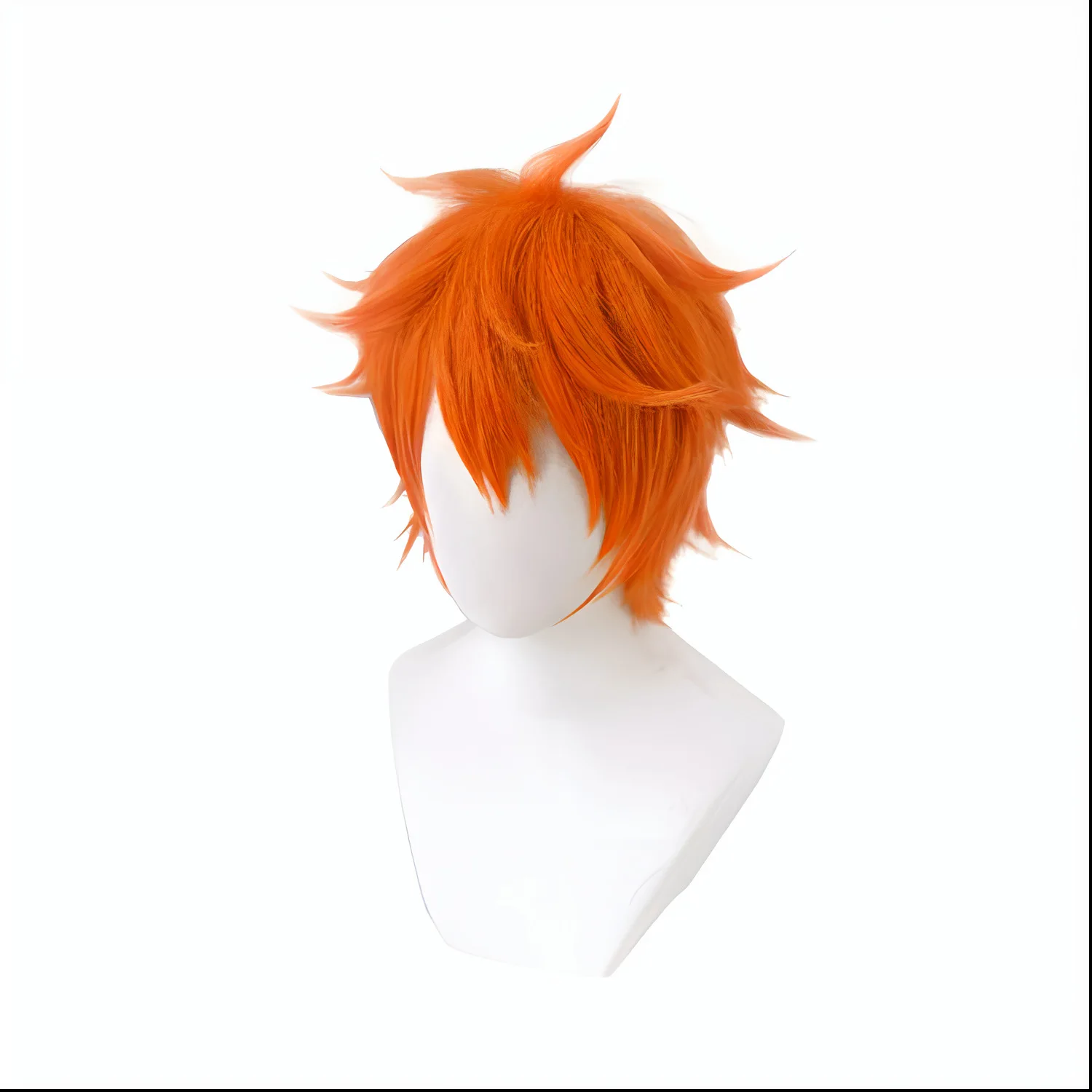 Short Orange Synthetic Wig Anime Cosplay Spiky Style Hair Heat Resistant Costume Party Wigs for Men Women