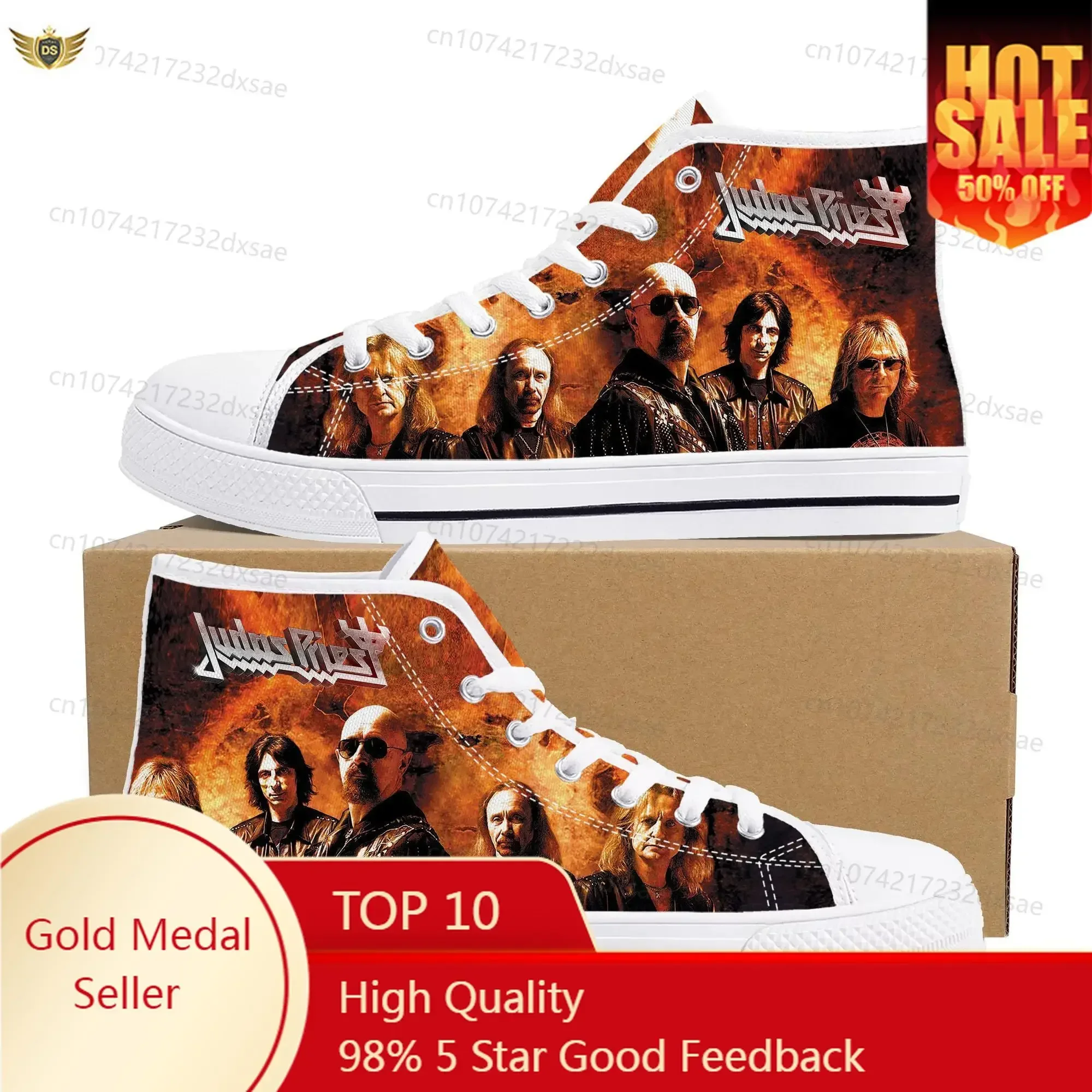 

Judas Priest Heavy Metal Rock Band High Top High Quality Sneakers Men Women Teenager Canvas Sneaker Casual Custom Couple Shoes