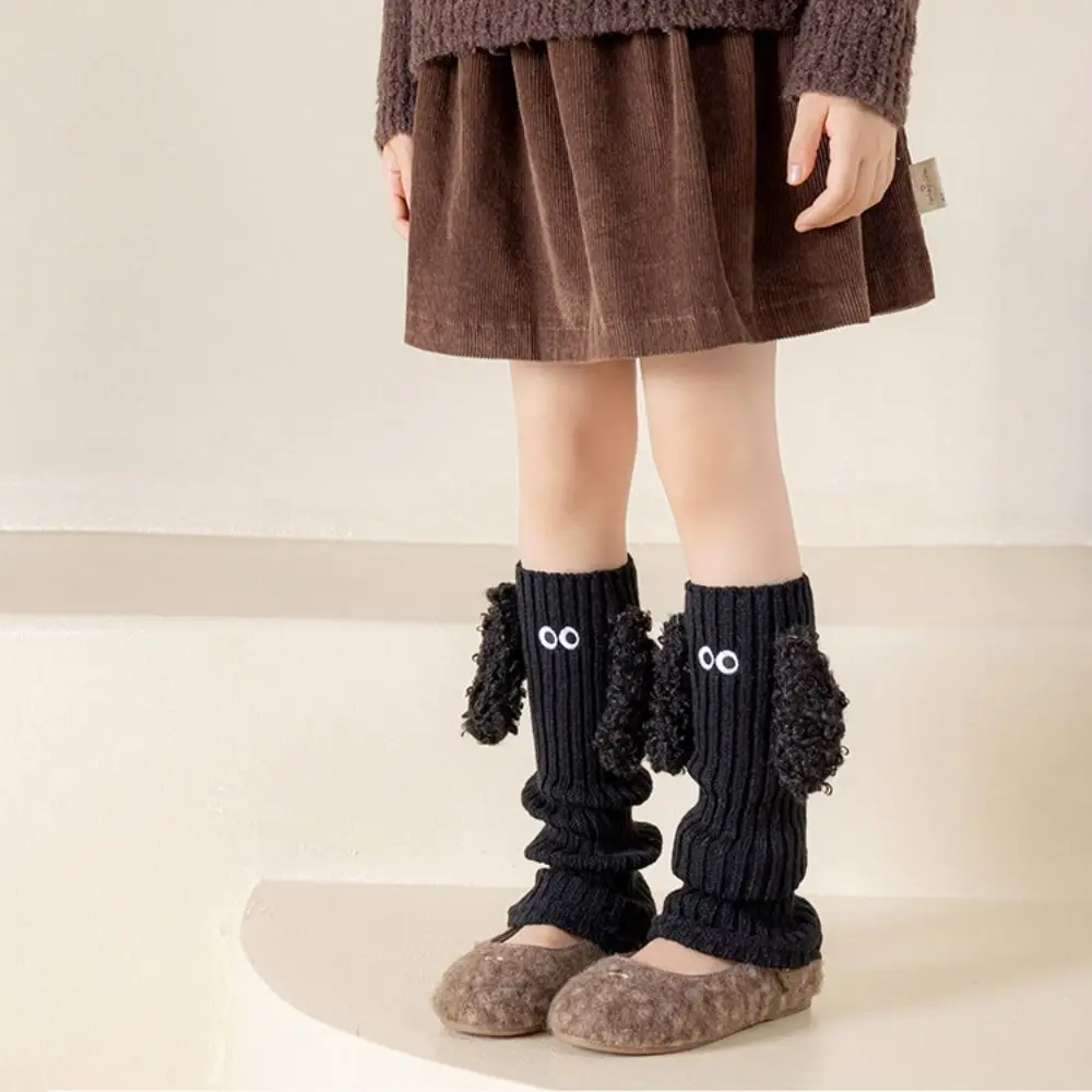 Retro Puppy Kids Leg Warmers Solid Color Thickened Lolita Long Socks Knitted Keep Warm Mid-Calf Sock Autumn Winter