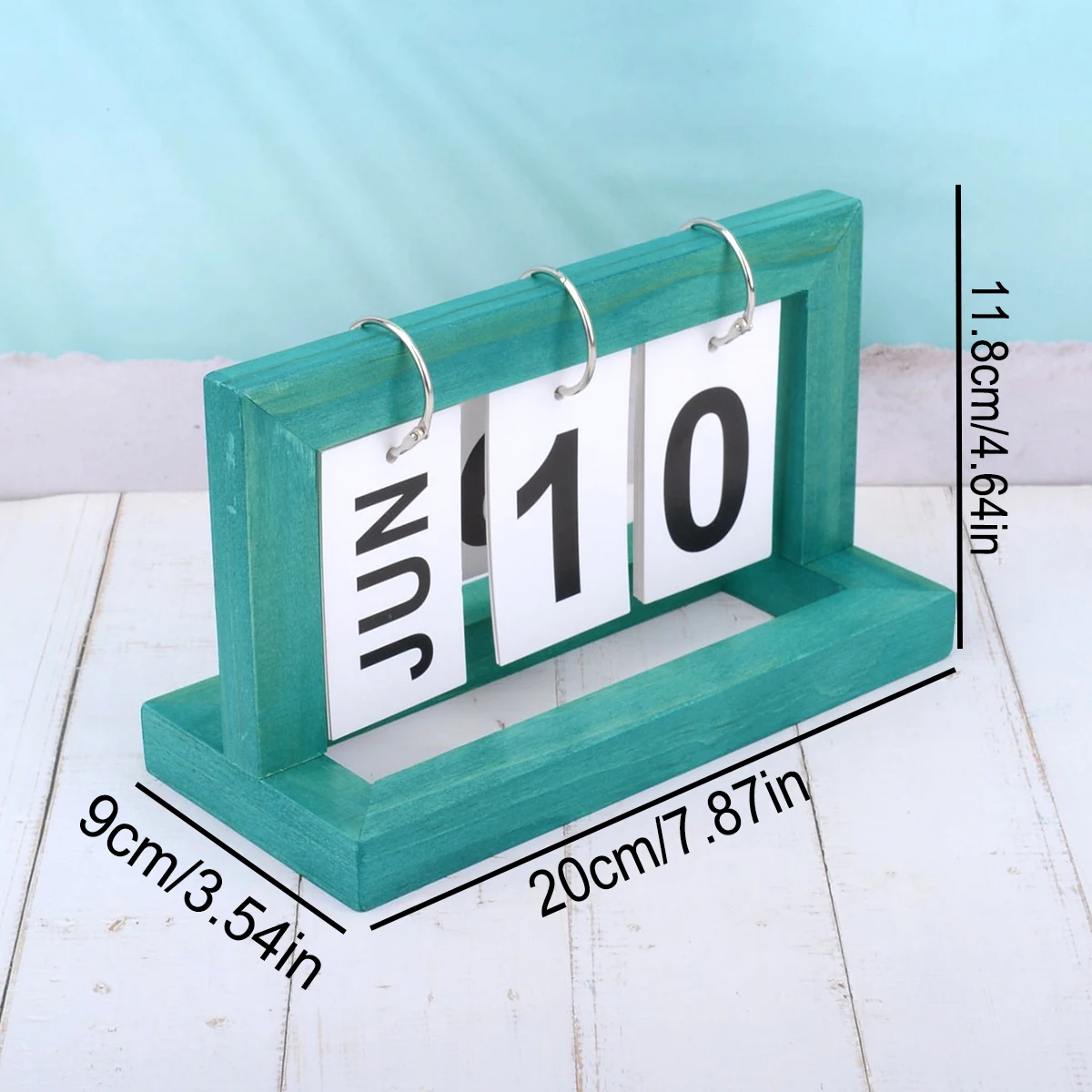 Retro Wooden Square Calendar, Desktop Flip, Metal Ring Hanging Cards, Minimalist Date Display Office Decoration, Home Accessory