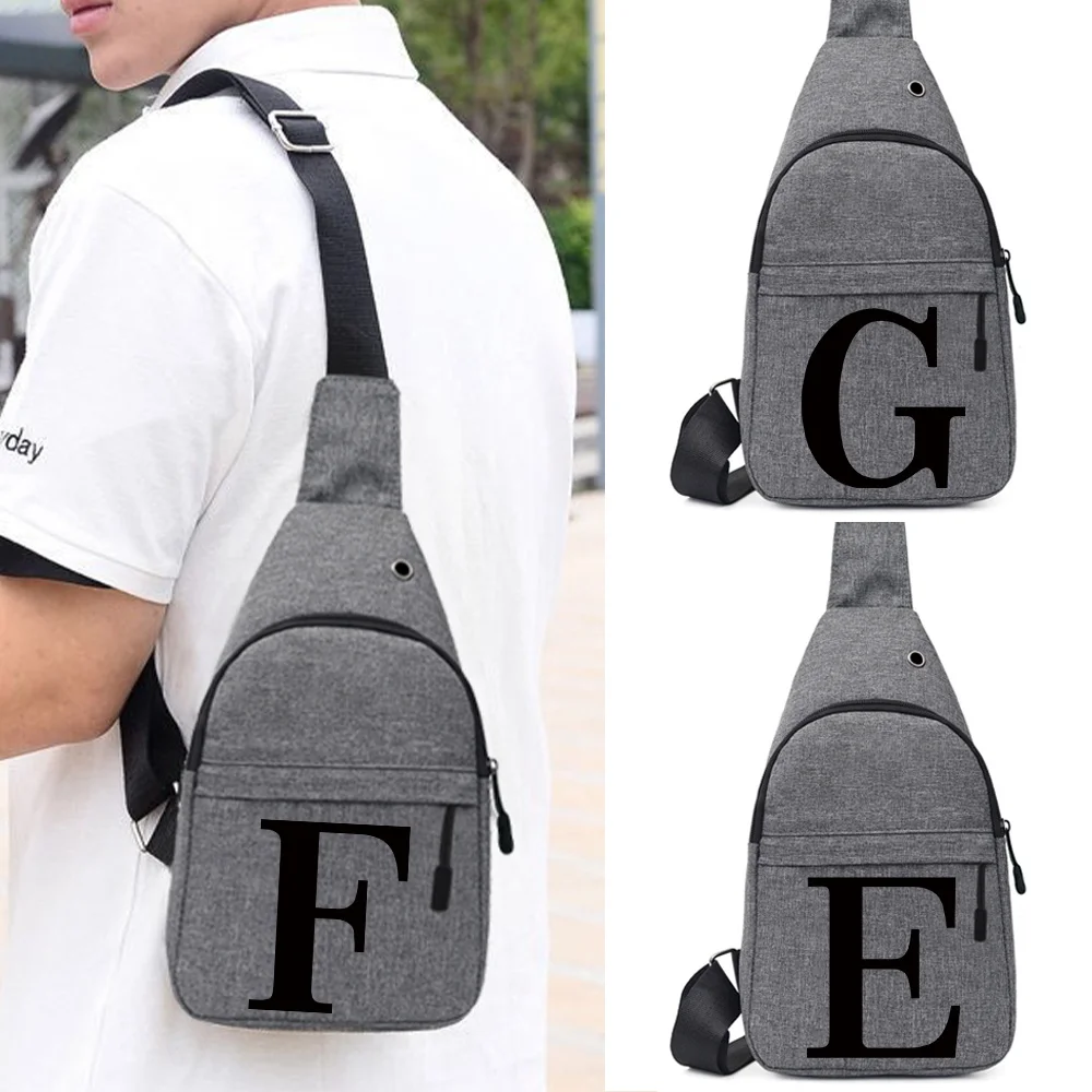 

Outdoor Chest Bag Men Short Trip Travel Carry Pack Jogging Fanny Pack Pouch Black Letter Print Phone Sling Bag Fashion Waist Bag