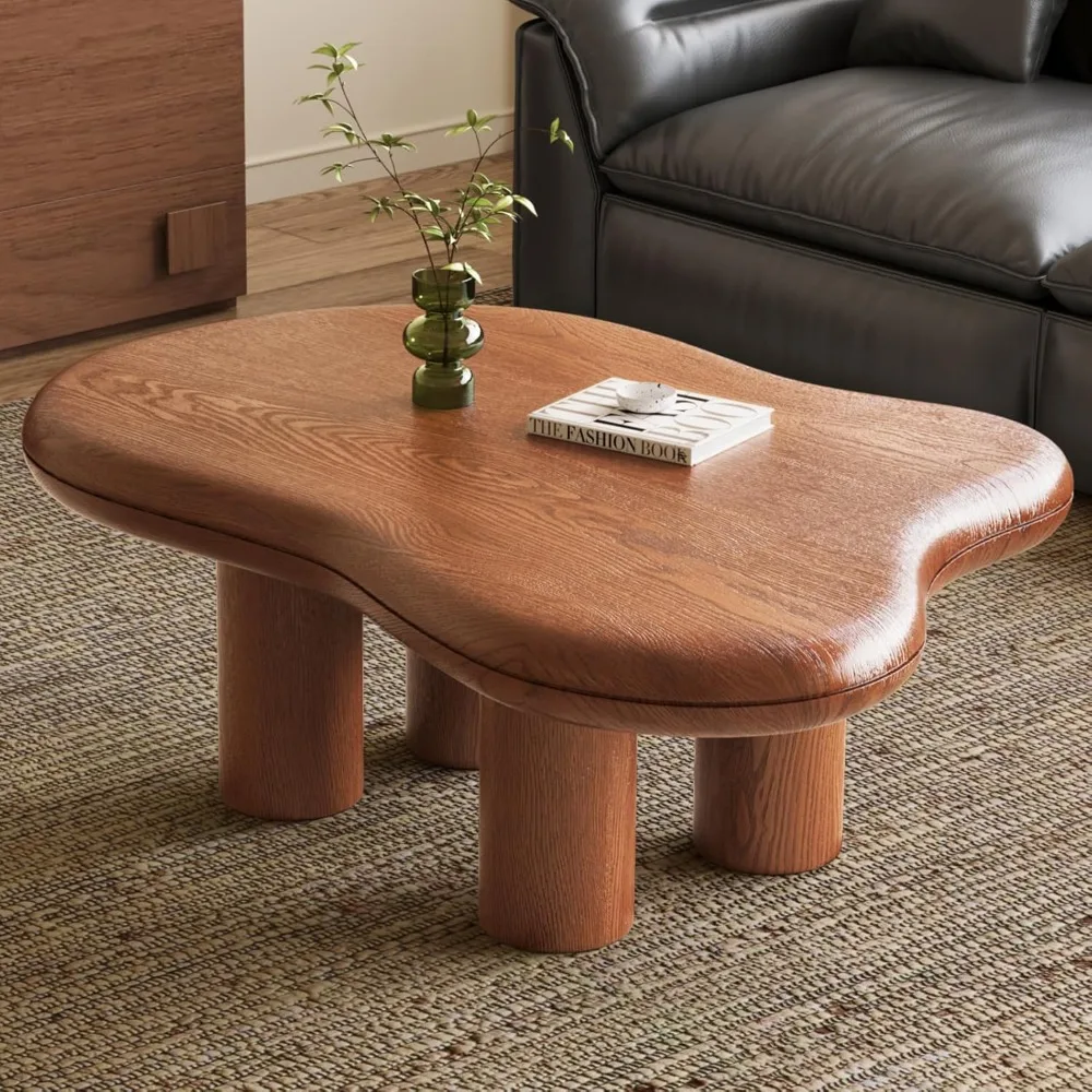 

Cloud Coffee Table, 35.82 Modern Farmhouse Wood Center Table with 4 Legs, Cool Accent Tea Table for Small Space Living