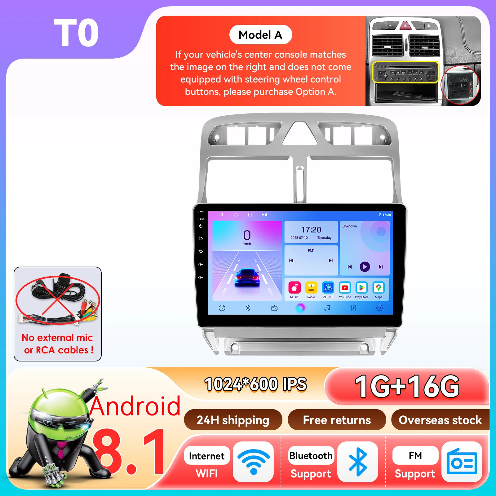 OSSURET 6115 Autoradio Android voor Peugeot 307 307CC 307SW 2002-2013 Carplay Auto Multimedia Speler intelligente Autoradio GPS