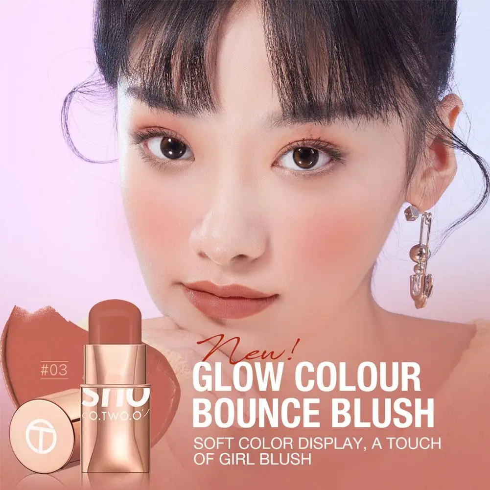 1pcs Smoky Rose Blusher Stick Cream Smooth Cheek Tint Face Nude Contour Blush Matte Monochrome Apricot Makeup Pink Rouge Na B1H3