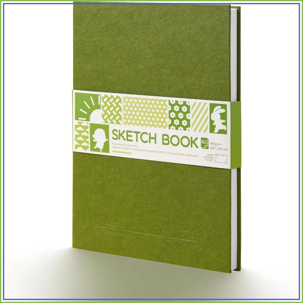 

A4 Sketchbook, 120 Pages, 180gsm Acid-Free Paper, Lay Flat Hardcover, Tear-Out Pages, Portable for Artists