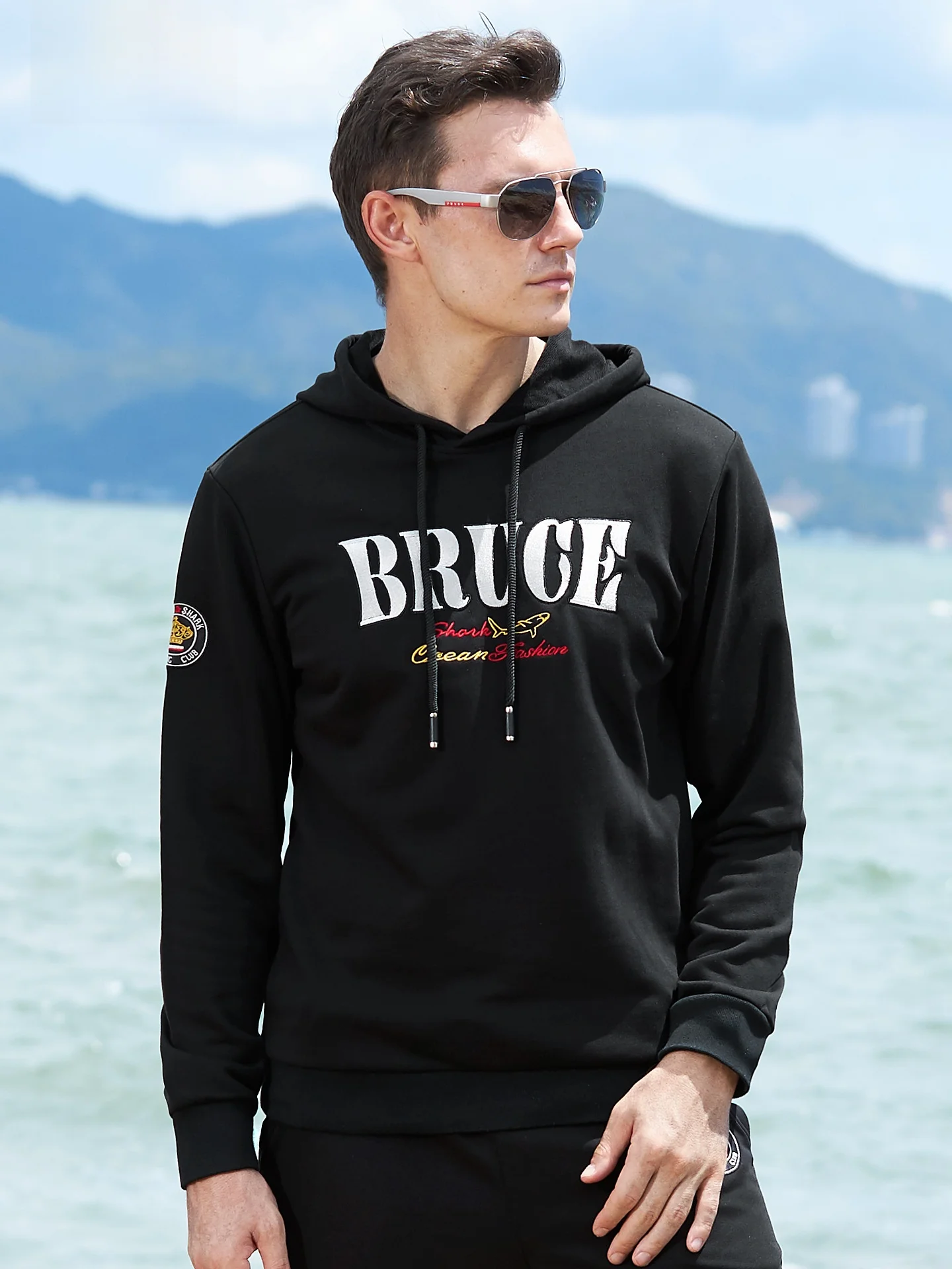 

Men's Winter Thiened Hoodie Sweatirt Bruce & ark Brand Loose Large Size Embroidered Jaet Casual Comfortable Breathable