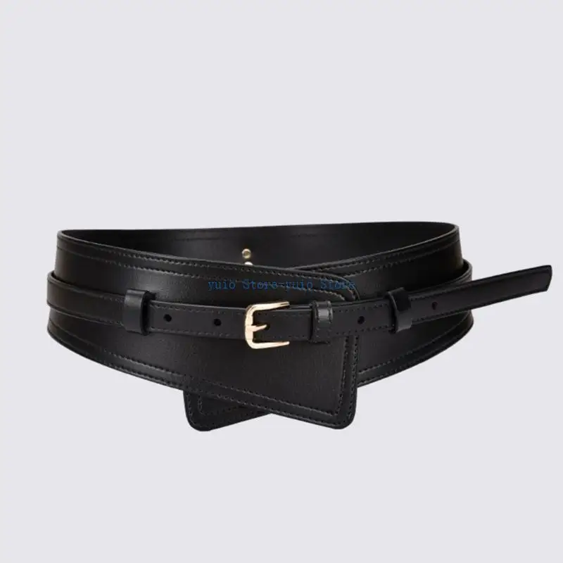 

X7XB Adjustable Corset Belt Aesthetic Pin Buckle Belt and Waist Cincher 2in1 Split Leather Waistband All Matching Waist