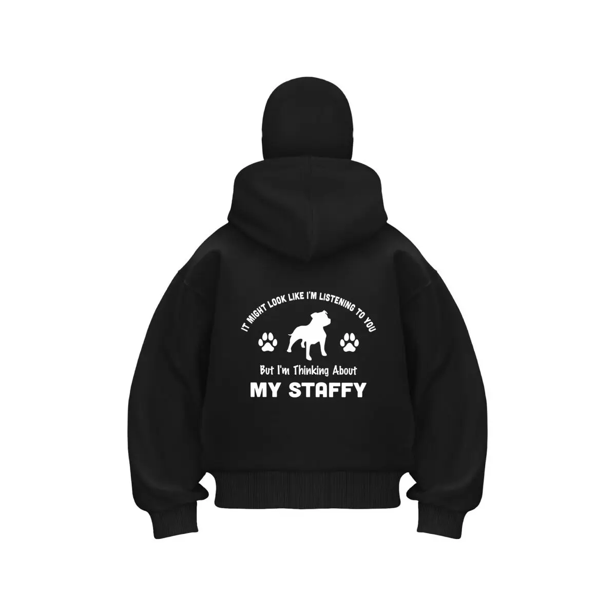 Staffy Pet - Related Text Art Print Double Hood Balaclava Men Zip Hoodie Winter Warm