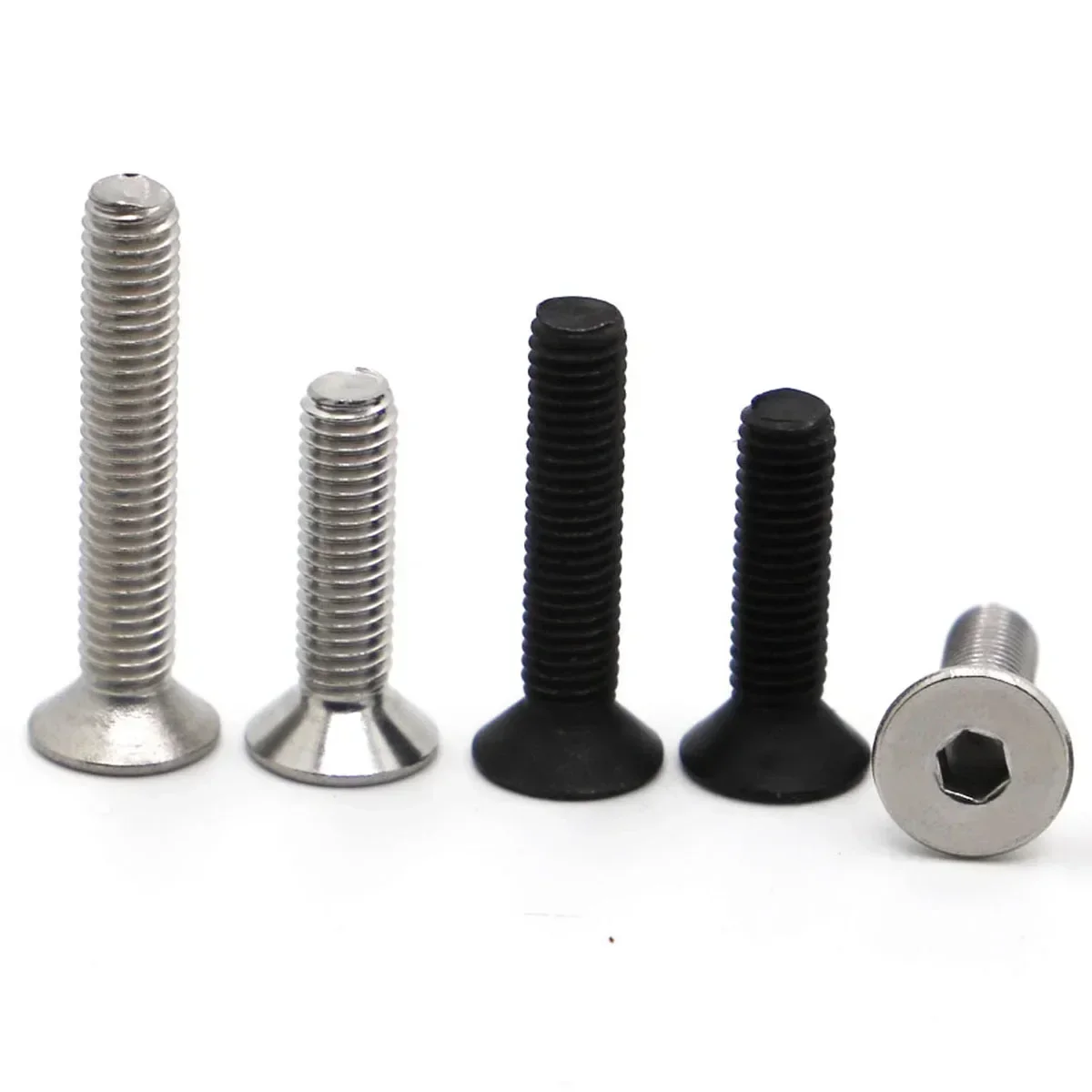 

DIN7991 M2 M2.5 M3 M4 M5 M6 M8 304 Stainless Steel / Black Grade 10.9 Steel Hex Socket Flat Countersunk Head Screw 5-50PCS