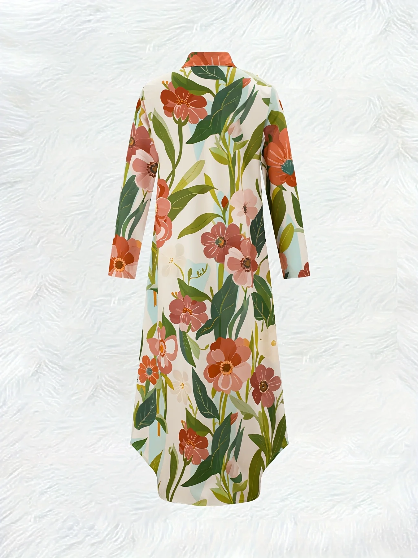 Printed Design Casual style floral pattern long sleeved dress