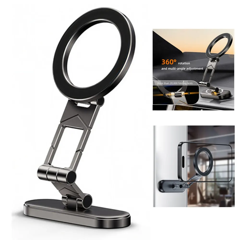 

3-Folded Dual Magnetic Phone Holder Magsafe Car Mount Dashboard Vent Cell Phone Holder for iPhone 16/15/14/13/12 Android