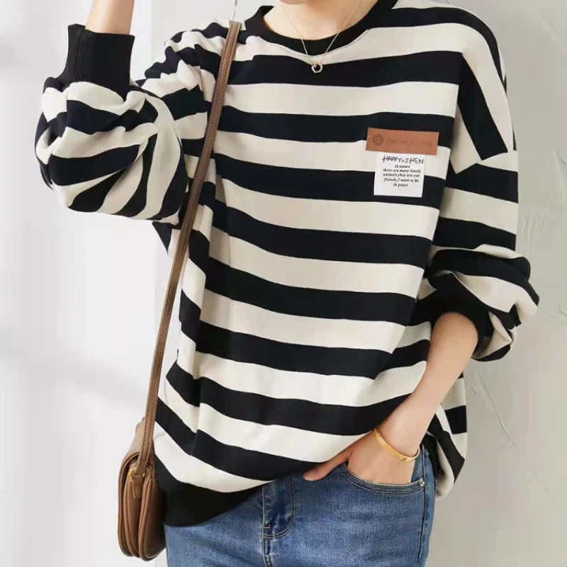 Sweatshirt for Women Cotton Woman Tops Round Neck Pullover Korean Fashion Cheap Sport Designer Coat Casual 90s Vintage Novelty M