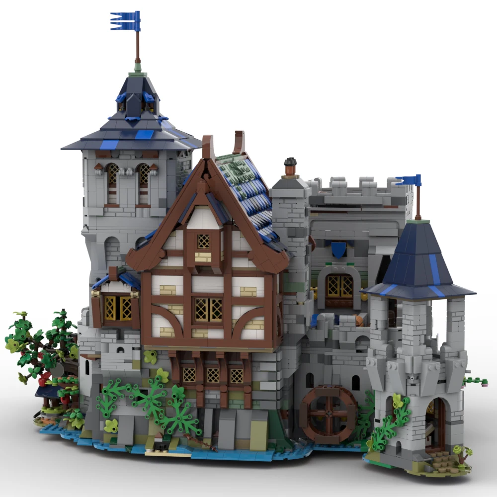 Moc clássico castelo arquitetura medieval falconés pretos fortaleza bloco de construção cavaleiros imperiais castelo portão tijolo brinquedos presente