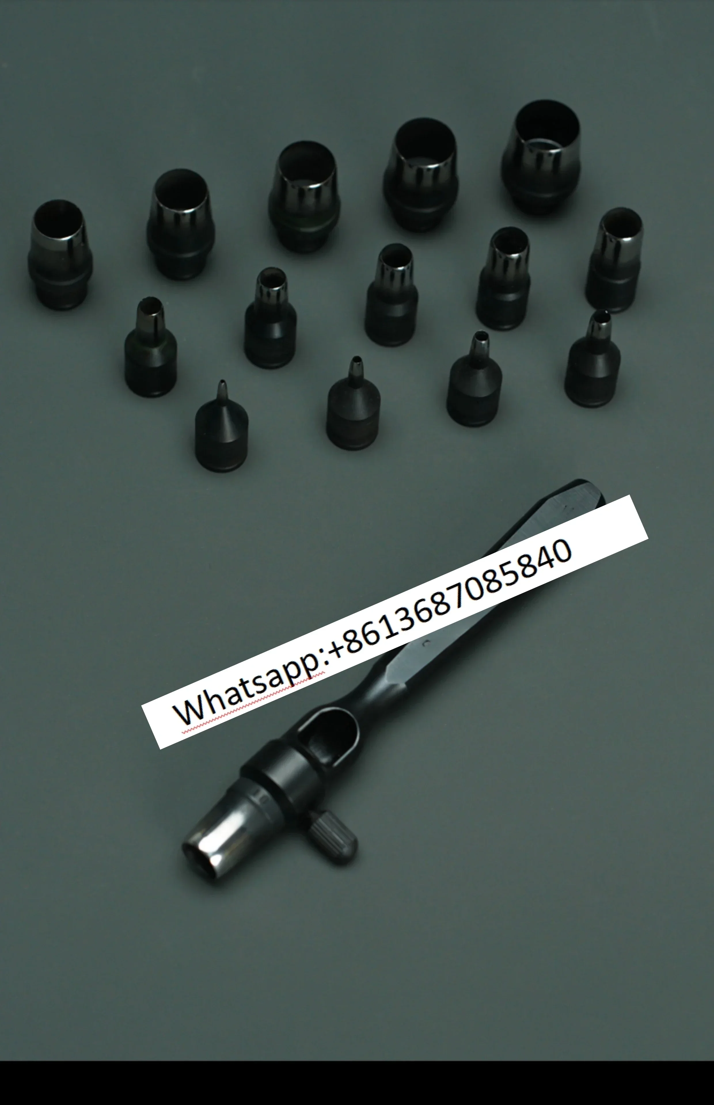 Handmade round punching DC53 leather with interchangeable head punching tool, punching round holes 1-15mm
