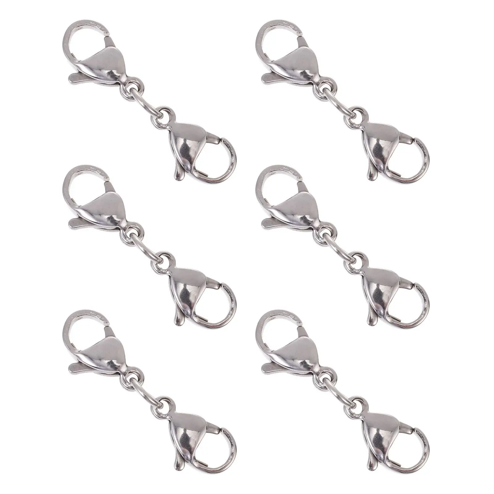 

10 Pcs Stainless Steel Lobster Clasps Double End Connectors Necklace Bracelet Extension Jewelry Hardware DIY Accessories