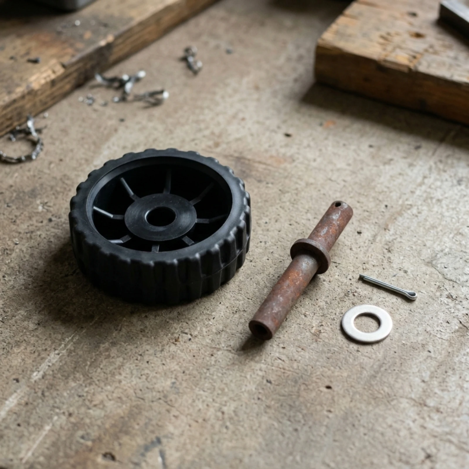 Trailer Wheel with Axle Pin Ribbed Boat Trailer Wheel Hardware Easy to Install Corrosion-Resistant for DIYers view 2