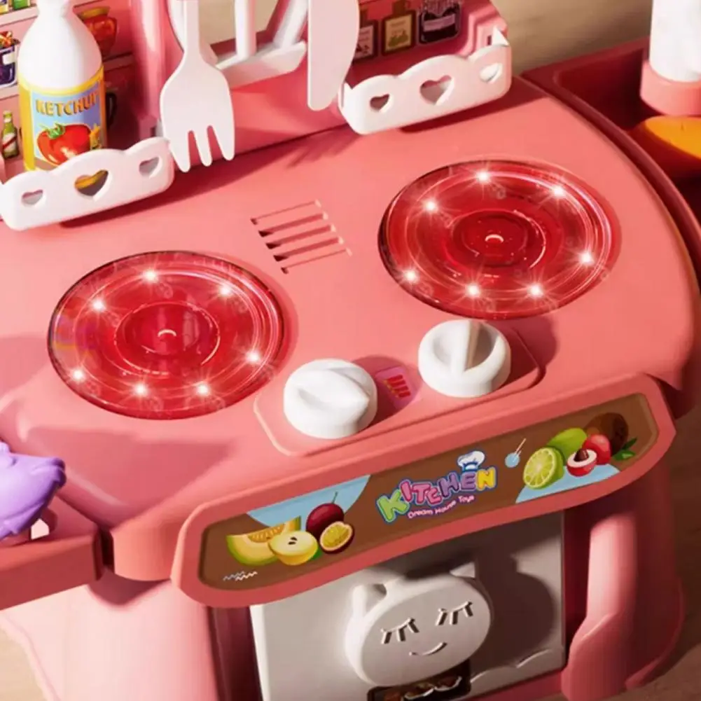 Role-playing Kitchen Set 34pcs Kids Kitchen Playset with Sound Light Role Play Grill Set for Early Education Home for Children
