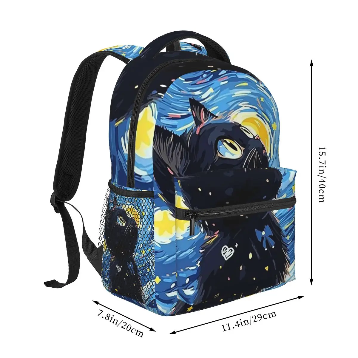 Black Cat Looking Up At The Starry Sky Backpack Student Boys Girls BookBag Kids School Bag Computer Shoulder Bags for Men Women