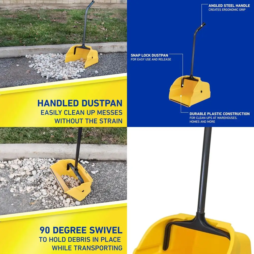

Large Industrial Debris Dustpan with Handle, Heavy-Duty Trash Collection Pan for Professional Cleaning