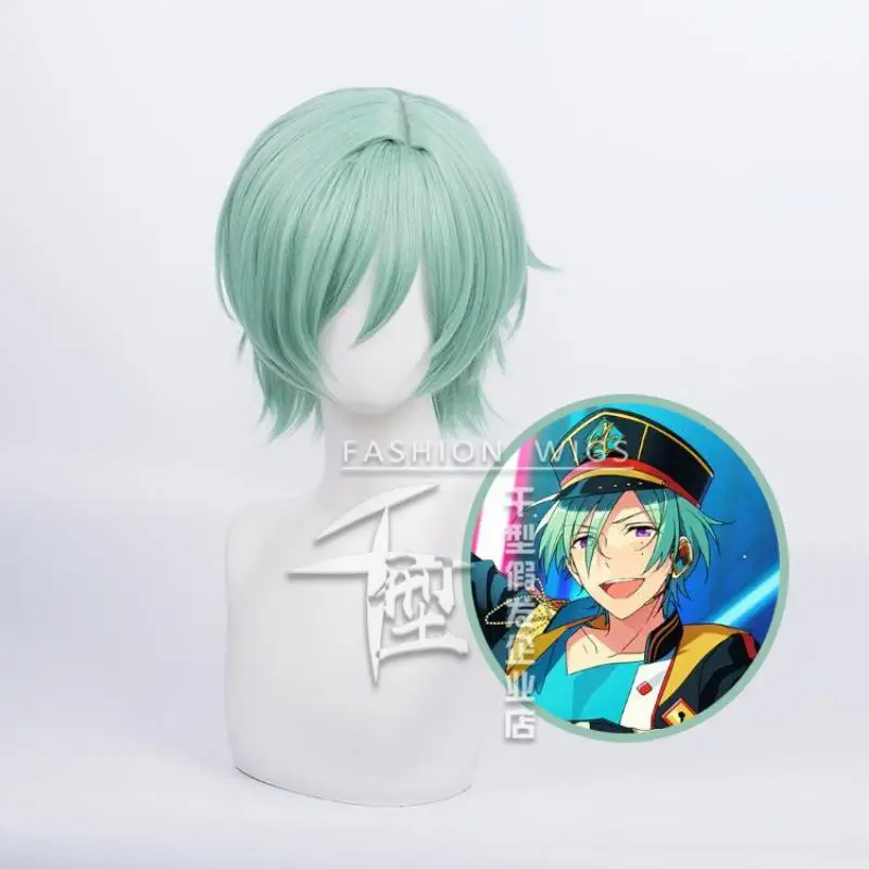 Game Ensemble Stars Kazehaya Tatsumi Cosplay Wig Cyan Short Hair Heat Resistant Synthetic Halloween Party Accessories Props