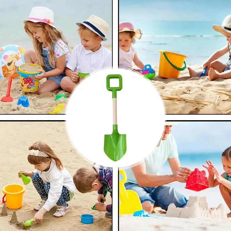 Wood Handle Beach Shovel Snow Scoop Garden Backyard Planting Tools Travel Beach Toy Sturdy Wooden Handle Colorful Children Beach