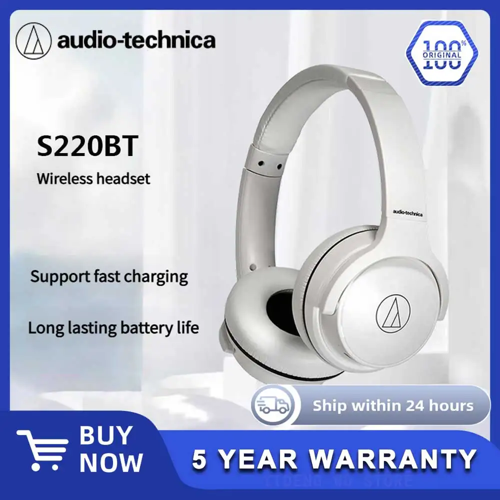 سماعات بلوتوث Audio Technica ATH-S220BT سماعات رأس سلكية/لاسلكية محمولة قابلة للطي SBC سماعات موسيقى ستيريو #1