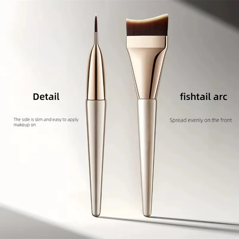 แปรงรองพื้นโค้งมน แปรงรองพื้นหางปลาบางเฉียบ แปรงครีมเบลนด์หน้าแบบมีมุม แปรงแต่งหน้าขนแปรงนุ่ม