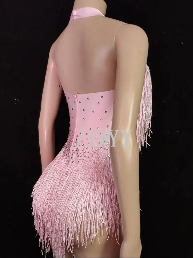 Sparkly Rhinestones Fringes Bodysuit for Women Nightclub Dance Outfit, Glisten Tassel, One-piece Stage Wear, Singer Sexy Leotard