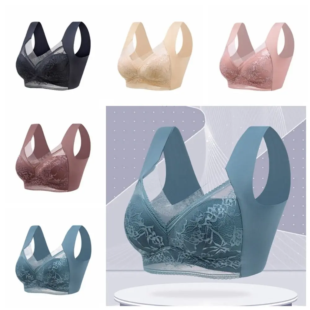 

Sleep Bra Plus Size Lace Women's Underwear Lace Printed L-5XL Summer Bra Vest Style Comfortable Floral Printed Underwear Ladies