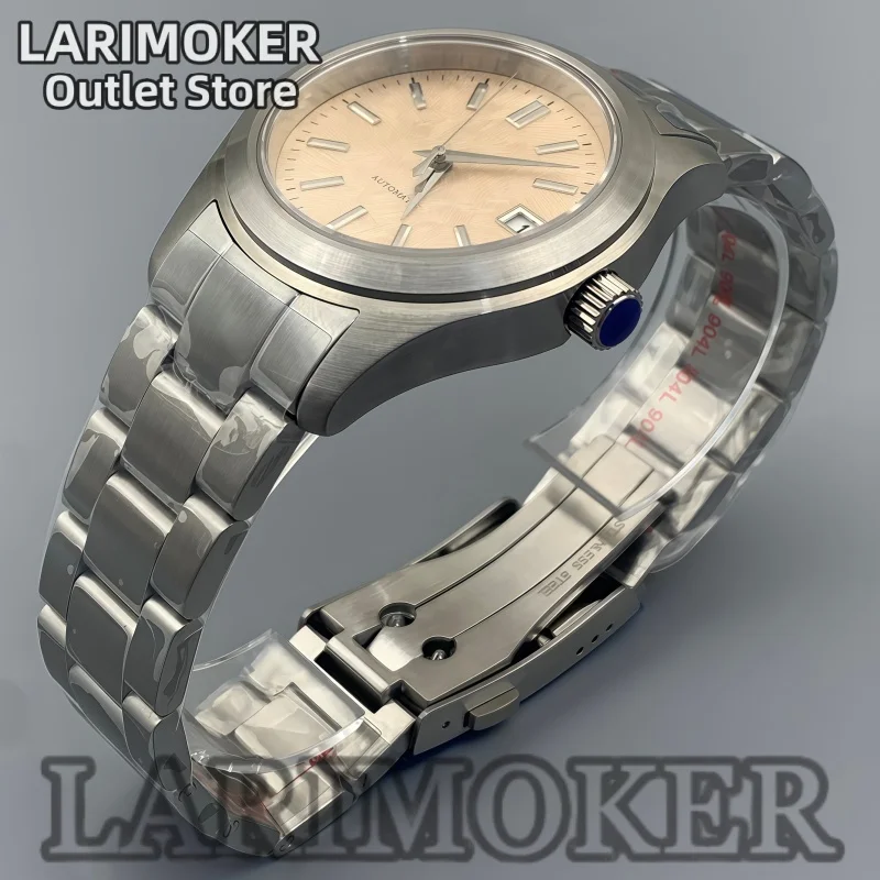 LARIMOKER 39mm Men's Automatic Watch Champagne Brushed Dial 316L Stainless Steel Sapphire Crystal Fits NH35 Movement