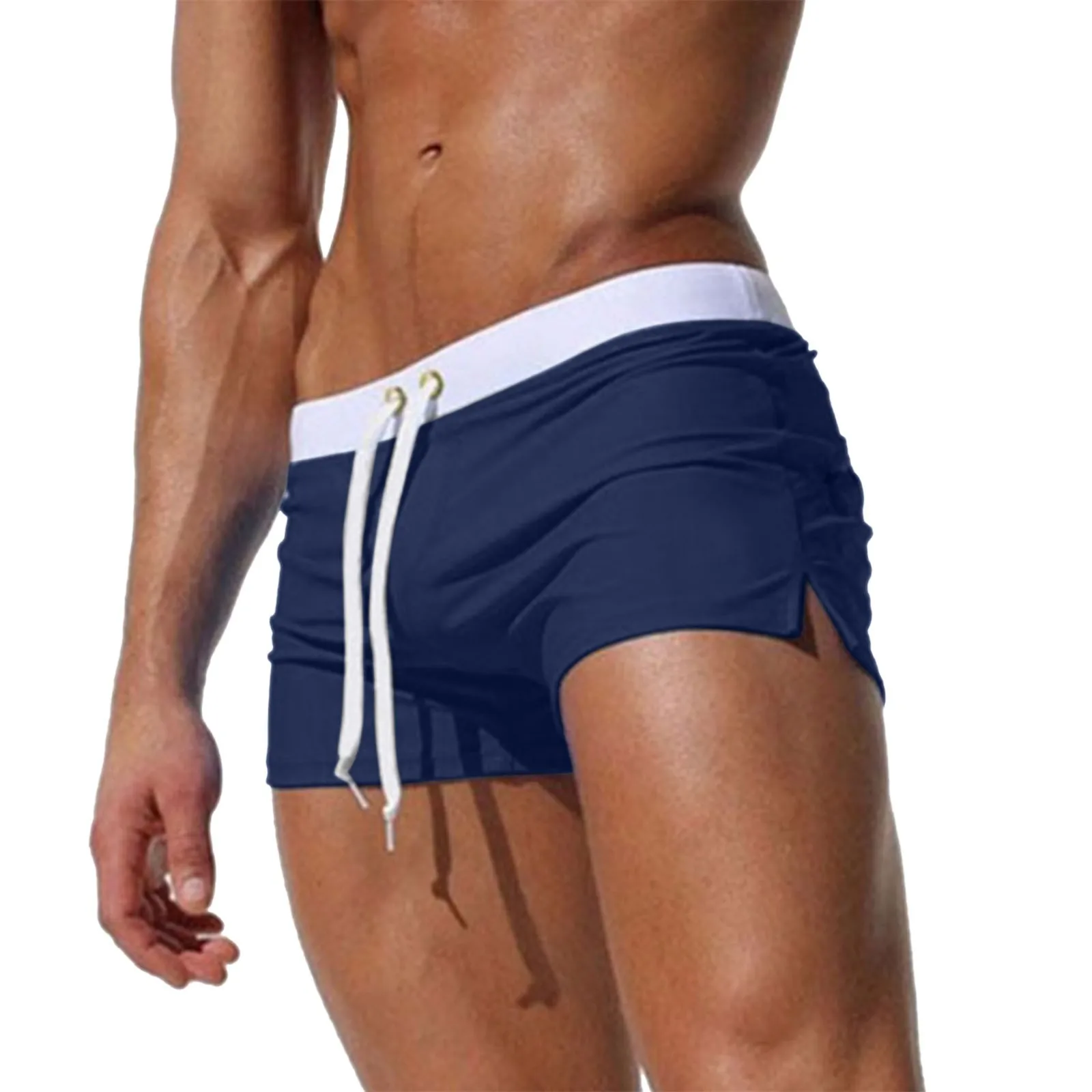 2024 Men Spring And Summer Ultra Shorts Solid Sport Shorts Drawstring Slit Trousers Legs Beach Swimming Sports Short Mens Y2K