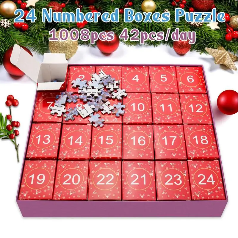 2023 Advent Calendar Jigsaw 1000 Pieces, 24 Boxes Christmas Countdown Jigsaw Christmas Decorations Adult Children Gifts decorate