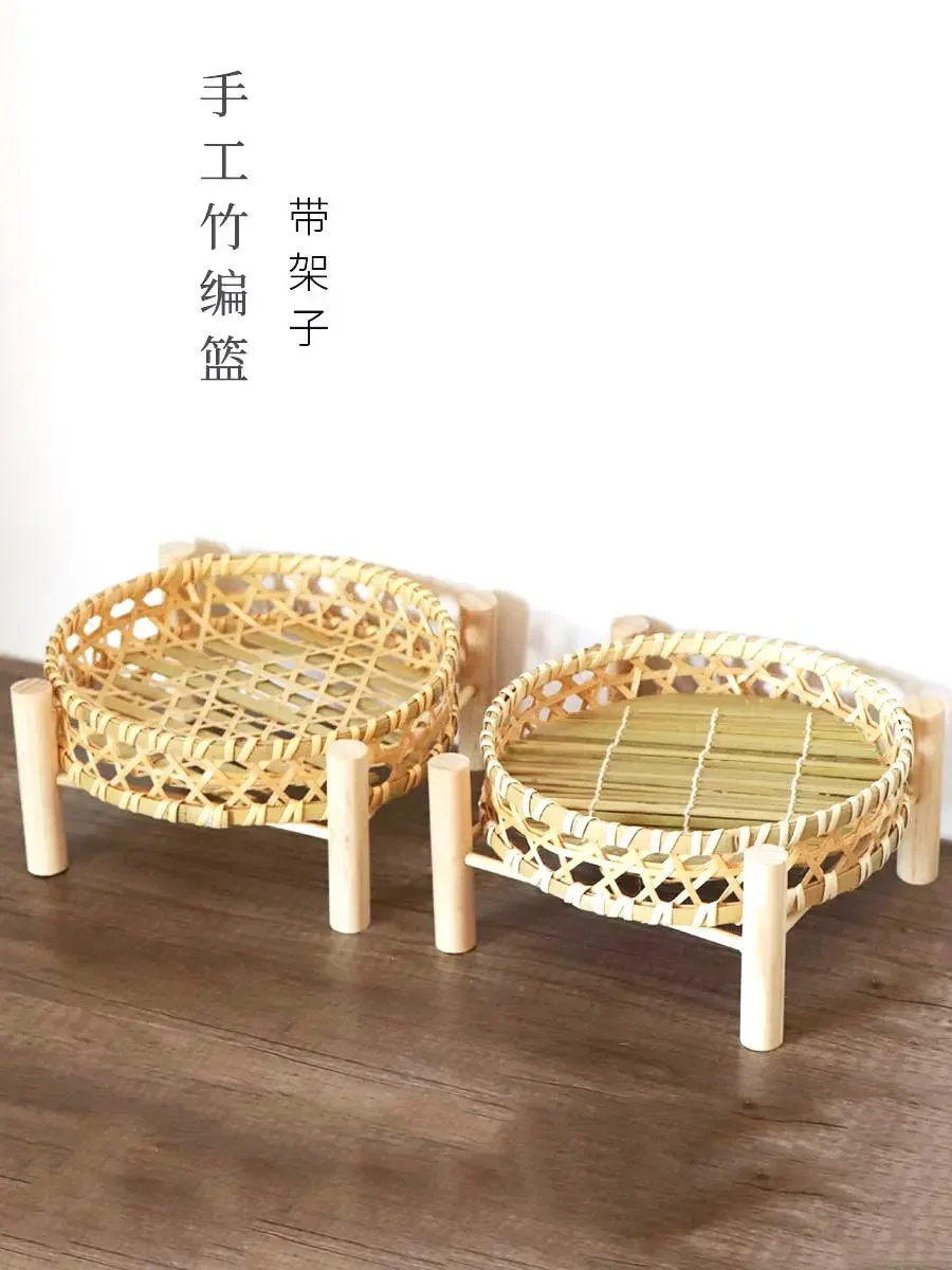 

Handmade bamboo products Small bamboo basket Onion ginger garlic storage basket Dustpan bamboo steamer Household plate