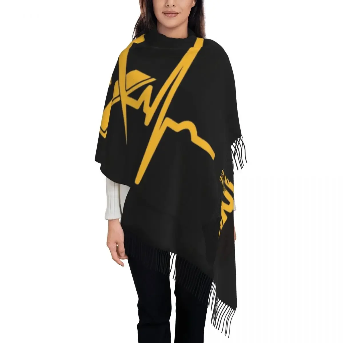 Lady Large Heartbeat Freemason Scarves Women Winter Thick Warm Tassel Shawl Wraps Masonic Mason Scarf