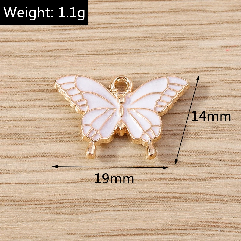 10pcs 19x14mm Cute Enamel Animal Butterfly Charms Pendants for Making Earrings Necklace Bracelets DIY Crafts Jewelry Findings