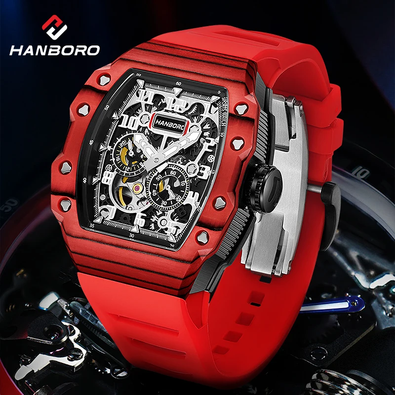 

HANBORO Carbon Fiber Multifunction Calendar Display Imported Movement Men's Automatic Mechanical Watch