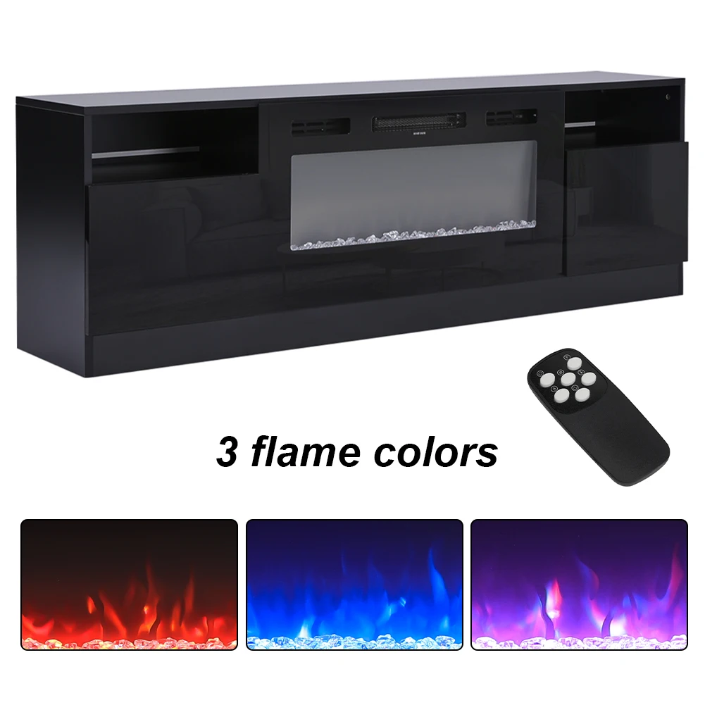 【Breeins】Recessed Electric Fireplace TV Stand with Closed Storage Home Decoration With Remote Modern