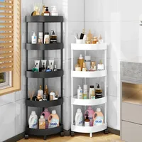 3/4/5 Tier Storage Shelf Rolling Cart Movable Bathroom Corner Triangle Shelfs Bathroom Corner Cabinet Shelf Rolling Storage Cart